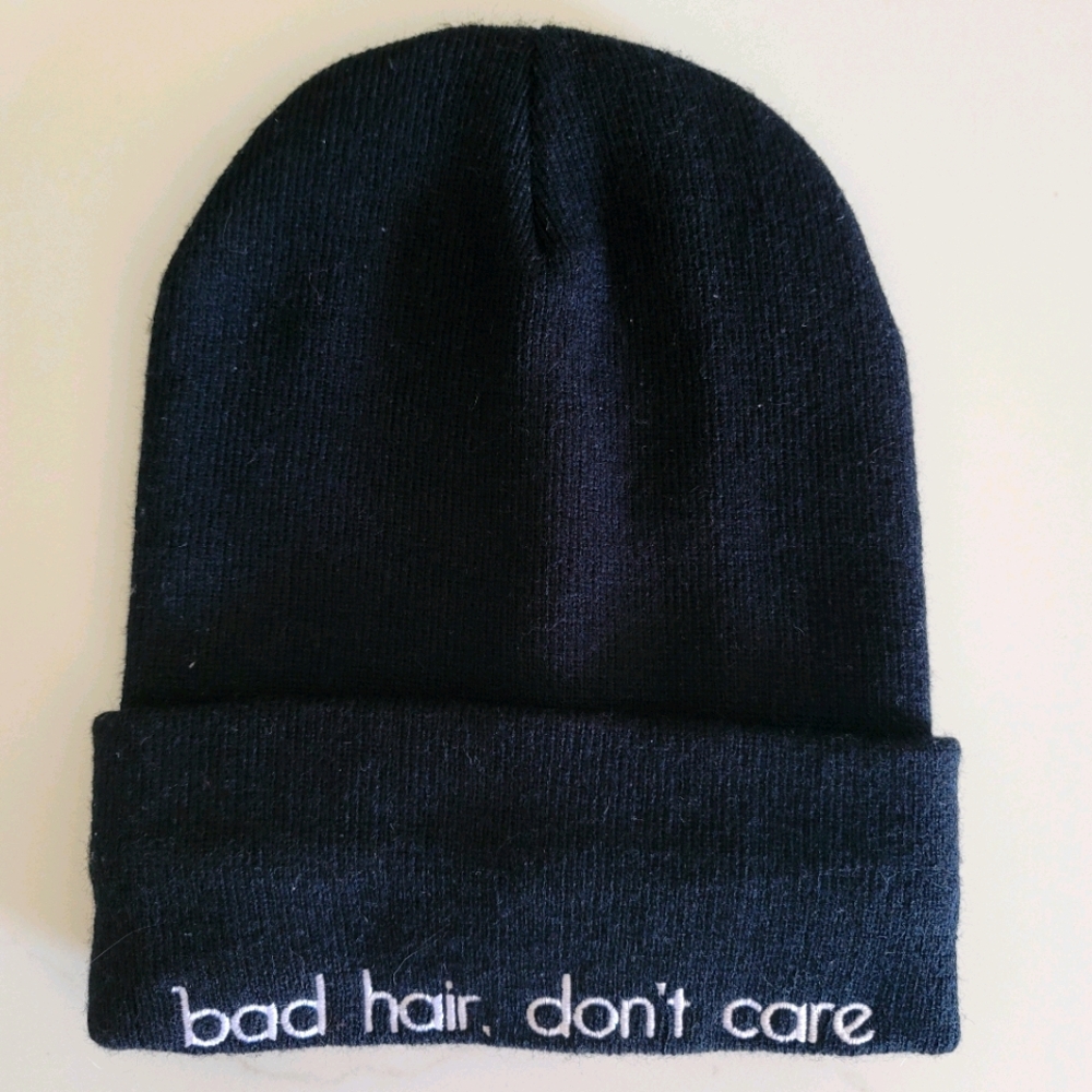 Black Bad Hair Don't Care Beanie Unisex